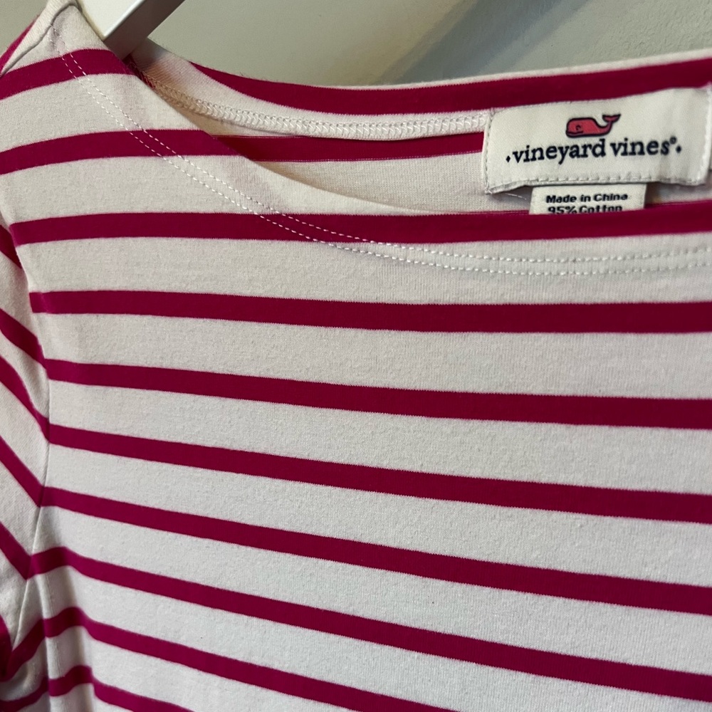 Vineyard Vines Pink and White Striped Long Sleeve Casual Dress - Picture 6 of 6